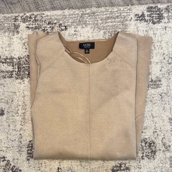 MSK petite  Beige 3/4 length Sleeve Dress with Studded Accents - Picture 5 of 5